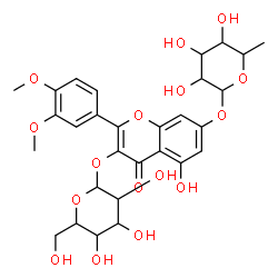ChemSpider 2D Image | 7-[(6-Deoxyhexopyranosyl)oxy]-2-(3,4-dimethoxyphenyl)-5-hydroxy-4-oxo-4H-chromen-3-yl hexopyranoside | C29H34O16