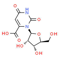 ChemSpider 2D Image | 2,6-Dioxo-3-(beta-L-ribofuranosyl)-1,2,3,6-tetrahydro-4-pyrimidinecarboxylic acid | C10H12N2O8