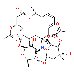 ChemSpider 2D Image | (4R,5S,6S,7R,9R,10R,11E,13Z,16R)-10-Acetoxy-6-{[(2S,3R,4R,5S,6R)-5-{[(2S,4R,5S,6S)-5-acetoxy-4-hydroxy-4,6-dimethyltetrahydro-2H-pyran-2-yl]oxy}-4-(dimethylamino)-3-hydroxy-6-methyltetrahydro-2H-pyran
-2-yl]oxy}-5-methoxy-9,16-dimethyl-2-oxo-7-(2-oxoethyl)oxacyclohexadeca-11,13-dien-4-yl propanoate (non-preferred name) | C42H67NO16