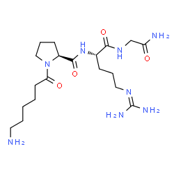 ChemSpider 2D Image | 1-(6-Aminohexanoyl)-L-prolyl-N~5~-(diaminomethylene)-L-ornithylglycinamide | C19H36N8O4