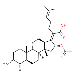 ChemSpider 2D Image | (3alpha,4alpha,5alpha,8alpha,9beta,13alpha,14beta,16alpha,17Z)-16-Acetoxy-3-hydroxy-4,8,14-trimethyl-18-norcholesta-17,24-dien-21-oic acid | C31H48O5