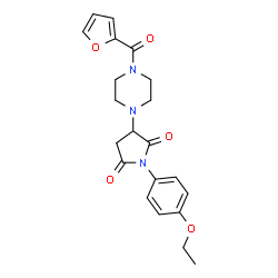 ChemSpider 2D Image | 1-(4-Ethoxyphenyl)-3-[4-(2-furoyl)-1-piperazinyl]-2,5-pyrrolidinedione | C21H23N3O5