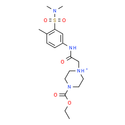 ChemSpider 2D Image | 1-(2-{[3-(Dimethylsulfamoyl)-4-methylphenyl]amino}-2-oxoethyl)-4-(ethoxycarbonyl)piperazin-1-ium | C18H29N4O5S