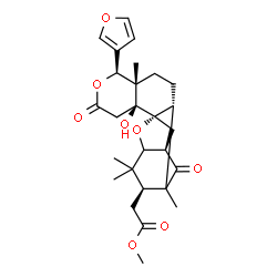 ChemSpider 2D Image | Methyl [(2R,5S,6S,10S,11S,13R,16S)-6-(3-furyl)-10-hydroxy-1,5,15,15-tetramethyl-8,17-dioxo-7,18-dioxapentacyclo[11.3.1.1~11,14~.0~2,11~.0~5,10~]octadec-16-yl]acetate | C27H34O8
