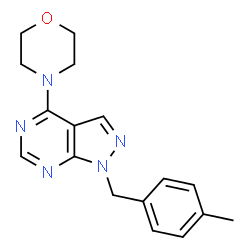 ChemSpider 2D Image | 1-(4-Methylbenzyl)-4-(4-morpholinyl)-1H-pyrazolo[3,4-d]pyrimidine | C17H19N5O