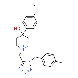 ChemSpider 2D Image | 4-Hydroxy-4-(4-methoxyphenyl)-1-{[1-(4-methylbenzyl)-1H-tetrazol-5-yl]methyl}piperidinium | C22H28N5O2