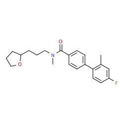 ChemSpider 2D Image | 4'-Fluoro-N,2'-dimethyl-N-[3-(tetrahydro-2-furanyl)propyl]-4-biphenylcarboxamide | C22H26FNO2