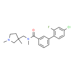 ChemSpider 2D Image | 4'-Chloro-N-[(1,3-dimethyl-3-pyrrolidinyl)methyl]-2'-fluoro-N-methyl-3-biphenylcarboxamide | C21H24ClFN2O