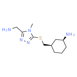 ChemSpider 2D Image | (1S,3R)-3-({[5-(Aminomethyl)-4-methyl-4H-1,2,4-triazol-3-yl]sulfanyl}methyl)cyclohexanamine | C11H21N5S
