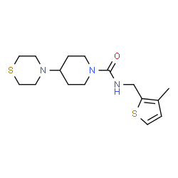 ChemSpider 2D Image | N-[(3-Methyl-2-thienyl)methyl]-4-(4-thiomorpholinyl)-1-piperidinecarboxamide | C16H25N3OS2