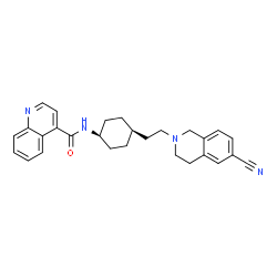 ChemSpider 2D Image | N-{cis-4-[2-(6-Cyano-3,4-dihydro-2(1H)-isoquinolinyl)ethyl]cyclohexyl}-4-quinolinecarboxamide | C28H30N4O
