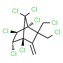 ChemSpider 2D Image | (1R,4S,5R,6R)-1,4,5,6,7,7-Hexachloro-2,2-bis(chloromethyl)-3-methylenebicyclo[2.2.1]heptane | C10H8Cl8