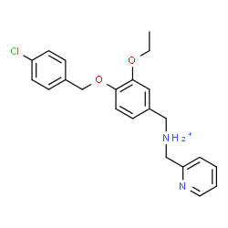 ChemSpider 2D Image | {4-[(4-Chlorobenzyl)oxy]-3-ethoxyphenyl}-N-(2-pyridinylmethyl)methanaminium | C22H24ClN2O2