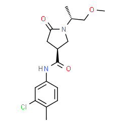 ChemSpider 2D Image | (3S)-N-(3-Chloro-4-methylphenyl)-1-[(2R)-1-methoxy-2-propanyl]-5-oxo-3-pyrrolidinecarboxamide | C16H21ClN2O3