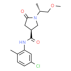 ChemSpider 2D Image | (3S)-N-(5-Chloro-2-methylphenyl)-1-[(2R)-1-methoxy-2-propanyl]-5-oxo-3-pyrrolidinecarboxamide | C16H21ClN2O3