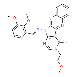 ChemSpider 2D Image | 11-[(2,3-Dimethoxybenzylidene)amino]-3-(2-methoxyethyl)-3,11-dihydro-4H-pyrimido[5',4':4,5]pyrrolo[2,3-b]quinoxalin-4-one | C24H22N6O4
