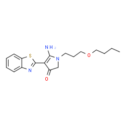 ChemSpider 2D Image | 5-Amino-4-(1,3-benzothiazol-2-yl)-1-(3-butoxypropyl)-1,2-dihydro-3H-pyrrol-3-one | C18H23N3O2S