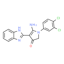 ChemSpider 2D Image | 5-Amino-4-(1H-benzimidazol-2-yl)-1-(3,4-dichlorophenyl)-1,2-dihydro-3H-pyrrol-3-one | C17H12Cl2N4O