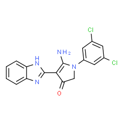 ChemSpider 2D Image | 5-Amino-4-(1H-benzimidazol-2-yl)-1-(3,5-dichlorophenyl)-1,2-dihydro-3H-pyrrol-3-one | C17H12Cl2N4O