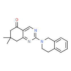 ChemSpider 2D Image | 2-(3,4-Dihydro-2(1H)-isoquinolinyl)-7,7-dimethyl-7,8-dihydro-5(6H)-quinazolinone | C19H21N3O