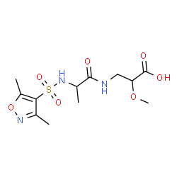 ChemSpider 2D Image | 3-({N-[(3,5-Dimethyl-1,2-oxazol-4-yl)sulfonyl]alanyl}amino)-2-methoxypropanoic acid | C12H19N3O7S