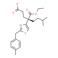 ChemSpider 2D Image | (4S)-4-(Ethoxycarbonyl)-7-methyl-4-[2-(4-methylbenzyl)-1,3-thiazol-4-yl]octanoate | C23H30NO4S