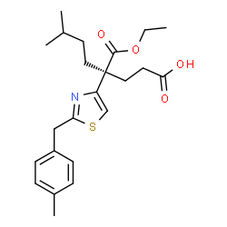ChemSpider 2D Image | (4S)-4-(Ethoxycarbonyl)-7-methyl-4-[2-(4-methylbenzyl)-1,3-thiazol-4-yl]octanoic acid | C23H31NO4S