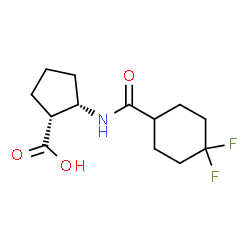 ChemSpider 2D Image | (1R,2S)-2-{[(4,4-Difluorocyclohexyl)carbonyl]amino}cyclopentanecarboxylic acid | C13H19F2NO3