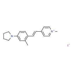 ChemSpider 2D Image | 1-Methyl-4-{(E)-2-[2-methyl-4-(1-pyrrolidinyl)phenyl]vinyl}pyridinium iodide | C19H23IN2
