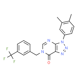 ChemSpider 2D Image | 3-(3,4-Dimethylphenyl)-6-[3-(trifluoromethyl)benzyl]-3,6-dihydro-7H-[1,2,3]triazolo[4,5-d]pyrimidin-7-one | C20H16F3N5O