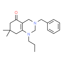 ChemSpider 2D Image | 3-Benzyl-7,7-dimethyl-1-propyl-2,3,4,6,7,8-hexahydro-5(1H)-quinazolinone | C20H28N2O