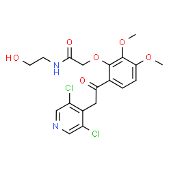 ChemSpider 2D Image | 2-{6-[(3,5-Dichloro-4-pyridinyl)acetyl]-2,3-dimethoxyphenoxy}-N-(2-hydroxyethyl)acetamide | C19H20Cl2N2O6