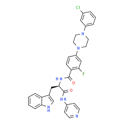 ChemSpider 2D Image | Nalpha-{4-[4-(3-Chlorophenyl)-1-piperazinyl]-2-fluorobenzoyl}-N-4-pyridinyl-D-tryptophanamide | C33H30ClFN6O2