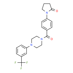 ChemSpider 2D Image | 1-[4-({4-[3-(Trifluoromethyl)phenyl]-1-piperazinyl}carbonyl)phenyl]-2-pyrrolidinone | C22H22F3N3O2