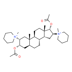 ChemSpider 2D Image | (2alpha,3alpha,5alpha,14beta,16beta,17alpha)-3,17-Diacetoxy-2,16-bis(1-methyl-1-piperidiniumyl)androstane | C35H60N2O4