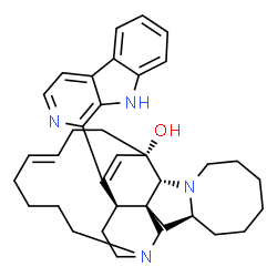 ChemSpider 2D Image | (1R,2R,4S,12R,13S,16E)-25-(9H-beta-Carbolin-1-yl)-11,22-diazapentacyclo[11.11.2.1~2,22~.0~2,12~.0~4,11~]heptacosa-16,25-dien-13-ol | C36H46N4O