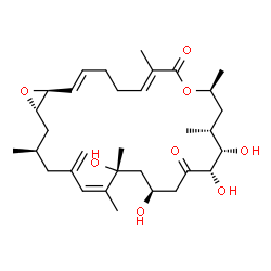 ChemSpider 2D Image | (1S,2E,6E,10S,12R,13S,14S,17S,19R,20Z,24R,26S)-13,14,17,19-Tetrahydroxy-7,10,12,19,20,24-hexamethyl-22-methylene-9,27-dioxabicyclo[24.1.0]heptacosa-2,6,20-triene-8,15-dione | C32H50O8