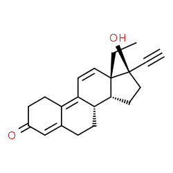 ChemSpider 2D Image | (8S,13S,14R,17R)-13-ethyl-17-ethynyl-17-hydroxy-1,2,6,7,8,14,15,16-octahydrocyclopenta[a]phenanthren-3-one | C21H24O2