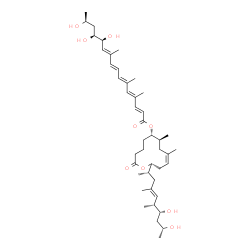 ChemSpider 2D Image | (6S,7S,9Z,12R)-12-[(2S,4E,6R,7R,9R)-7,9-Dihydroxy-4,6-dimethyl-4-decen-2-yl]-7,9-dimethyl-2-oxooxacyclododec-9-en-6-yl (2E,4E,6E,8E,10E,12S,13S,15S)-12,13,15-trihydroxy-4,6,10-trimethyl-2,4,6,8,10-hex
adecapentaenoate | C44H70O9