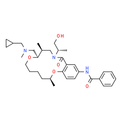 ChemSpider 2D Image | N-[(3S,9R,10S)-9-[[cyclopropylmethyl(methyl)amino]methyl]-12-[(2S)-1-hydroxypropan-2-yl]-3,10-dimethyl-13-oxo-2,8-dioxa-12-azabicyclo[12.4.0]octadeca-1(14),15,17-trien-16-yl]benzamide | C33H47N3O5