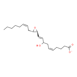 ChemSpider 2D Image | (5Z,9E)-8-Hydroxy-10-{(2S,3S)-3-[(2Z)-2-octen-1-yl]-2-oxiranyl}-5,9-decadienoate | C20H31O4