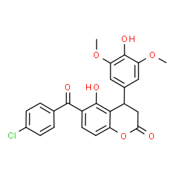 ChemSpider 2D Image | 6-(4-Chlorobenzoyl)-5-hydroxy-4-(4-hydroxy-3,5-dimethoxyphenyl)-2-chromanone | C24H19ClO7