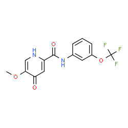 ChemSpider 2D Image | 5-Methoxy-4-oxo-N-[3-(trifluoromethoxy)phenyl]-1,4-dihydro-2-pyridinecarboxamide | C14H11F3N2O4