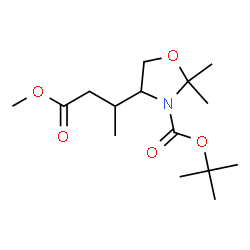 ChemSpider 2D Image | tert-butyl 4-(4-methoxy-4-oxobutan-2-yl)-2,2-dimethyl-1,3-oxazolidine-3-carboxylate | C15H27NO5
