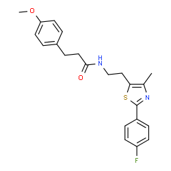 ChemSpider 2D Image | N-{2-[2-(4-Fluorophenyl)-4-methyl-1,3-thiazol-5-yl]ethyl}-3-(4-methoxyphenyl)propanamide | C22H23FN2O2S