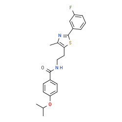 ChemSpider 2D Image | N-{2-[2-(3-Fluorophenyl)-4-methyl-1,3-thiazol-5-yl]ethyl}-4-isopropoxybenzamide | C22H23FN2O2S