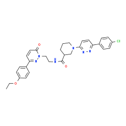 ChemSpider 2D Image | 1-[6-(4-Chlorophenyl)-3-pyridazinyl]-N-{2-[3-(4-ethoxyphenyl)-6-oxo-1(6H)-pyridazinyl]ethyl}-3-piperidinecarboxamide | C30H31ClN6O3