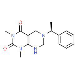 ChemSpider 2D Image | 1,3-Dimethyl-6-[(1S)-1-phenylethyl]-5,6,7,8-tetrahydropyrimido[4,5-d]pyrimidine-2,4(1H,3H)-dione | C16H20N4O2