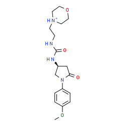 ChemSpider 2D Image | 4-[2-({[(3S)-1-(4-Methoxyphenyl)-5-oxo-3-pyrrolidinyl]carbamoyl}amino)ethyl]morpholin-4-ium | C18H27N4O4