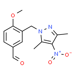 ChemSpider 2D Image | 3-(3,5-Dimethyl-4-nitro-pyrazol-1-ylmethyl)-4-methoxy-benzaldehyde | C14H15N3O4